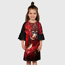 Платье клеш для девочки Красная королева, цвет: 3D-принт — фото 2