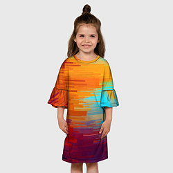 Платье клеш для девочки Цветной глитч, цвет: 3D-принт — фото 2