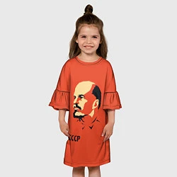 Платье клеш для девочки СССР Ленин жив, цвет: 3D-принт — фото 2