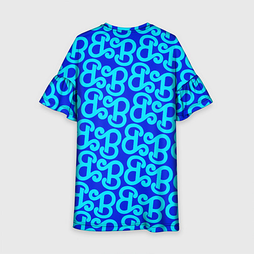 Детское платье Логотип Барби - синий паттерн / 3D-принт – фото 2