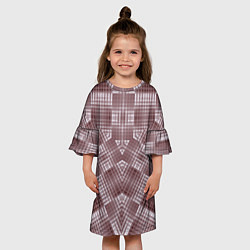 Платье клеш для девочки В коричневых тонах геометрический узор, цвет: 3D-принт — фото 2