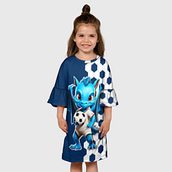 Платье клеш для девочки Дракон футболист, цвет: 3D-принт — фото 2