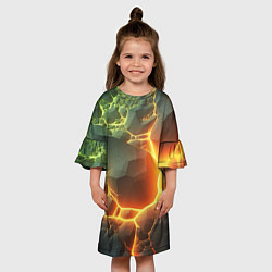 Платье клеш для девочки Валуны в лаве, цвет: 3D-принт — фото 2