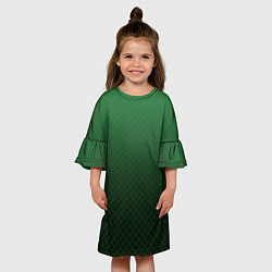 Платье клеш для девочки Зелёная клетка с градиентом, цвет: 3D-принт — фото 2