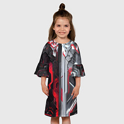 Платье клеш для девочки Две киберпанк панели, цвет: 3D-принт — фото 2