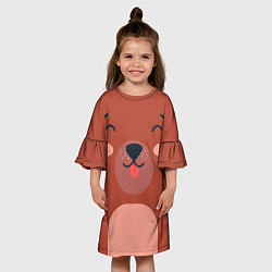 Платье клеш для девочки Малаш медвежонок, цвет: 3D-принт — фото 2