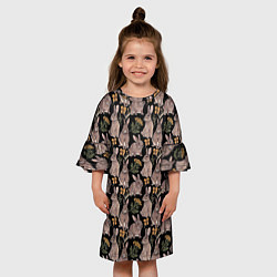 Платье клеш для девочки Зайцы и пижма, цвет: 3D-принт — фото 2