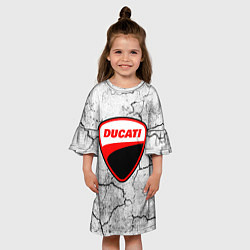 Платье клеш для девочки Ducati - потресканная земля, цвет: 3D-принт — фото 2