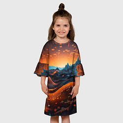 Платье клеш для девочки Цифровой пейзаж, цвет: 3D-принт — фото 2