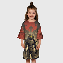 Платье клеш для девочки Воин в силовой броне, цвет: 3D-принт — фото 2
