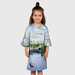Платье клеш для девочки Карелия горный парк Рускеала, цвет: 3D-принт — фото 2
