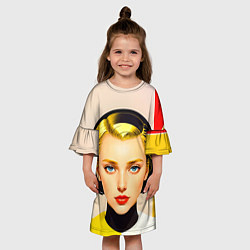 Платье клеш для девочки Девушка с жёлтыми волосами конструктивизм, цвет: 3D-принт — фото 2