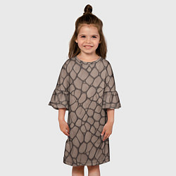 Платье клеш для девочки Серая кожа крокодила, цвет: 3D-принт — фото 2