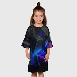 Платье клеш для девочки Неоновые частицы, цвет: 3D-принт — фото 2