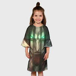 Платье клеш для девочки Атака Титанов Eren Yaeger, цвет: 3D-принт — фото 2