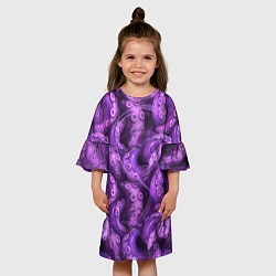 Платье клеш для девочки Фиолетовые щупальца и дым, цвет: 3D-принт — фото 2
