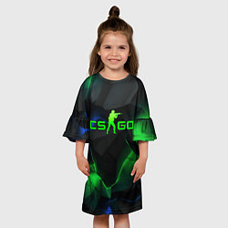 Платье клеш для девочки CS GO dark green, цвет: 3D-принт — фото 2