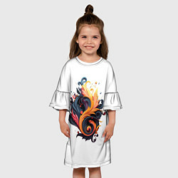 Платье клеш для девочки Пламя феникса, цвет: 3D-принт — фото 2
