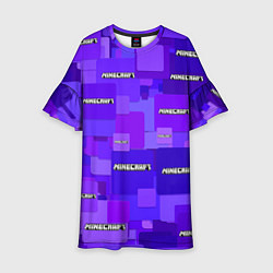 Платье клеш для девочки Minecraft pattern logo, цвет: 3D-принт