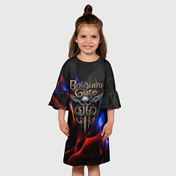 Платье клеш для девочки Baldurs Gate 3 blue red fire, цвет: 3D-принт — фото 2