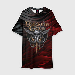 Детское платье Baldurs Gate 3 logo dark red black