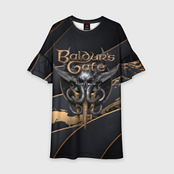 Платье клеш для девочки Baldurs Gate 3 logo dark logo, цвет: 3D-принт