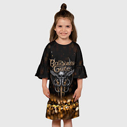 Платье клеш для девочки Baldurs Gate 3 logo dark gold logo, цвет: 3D-принт — фото 2
