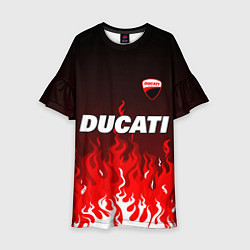 Платье клеш для девочки Ducati- красное пламя, цвет: 3D-принт