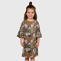 Платье клеш для девочки Рисунки коллаж, цвет: 3D-принт — фото 2