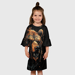 Платье клеш для девочки Бурый медведь, цвет: 3D-принт — фото 2