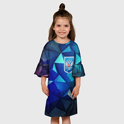 Платье клеш для девочки Russia blue abstract, цвет: 3D-принт — фото 2