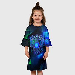 Платье клеш для девочки Неоновый герб РФ, цвет: 3D-принт — фото 2