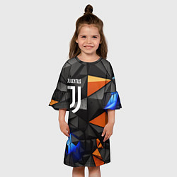 Платье клеш для девочки Juventus orange black style, цвет: 3D-принт — фото 2