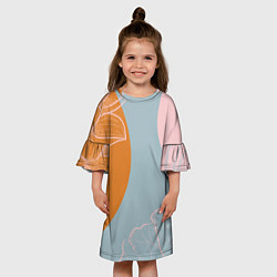 Платье клеш для девочки Минималистичный лотос, цвет: 3D-принт — фото 2