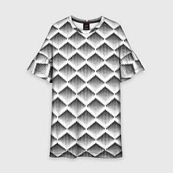 Платье клеш для девочки Ромбы из черных треугольников, цвет: 3D-принт