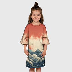 Платье клеш для девочки Буря в океане, цвет: 3D-принт — фото 2