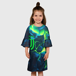 Платье клеш для девочки Juventus green neon, цвет: 3D-принт — фото 2