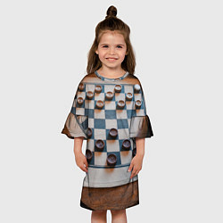 Платье клеш для девочки Шашки, цвет: 3D-принт — фото 2