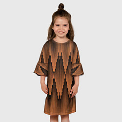 Платье клеш для девочки Ромбы в полосатом закате, цвет: 3D-принт — фото 2