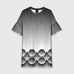 Платье клеш для девочки Круглая полосатая геометрия, цвет: 3D-принт