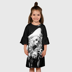 Платье клеш для девочки Ведьма в белой треуголке, цвет: 3D-принт — фото 2