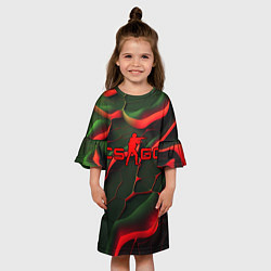 Платье клеш для девочки CSGO red green texture, цвет: 3D-принт — фото 2