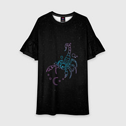 Платье клеш для девочки Знак зодиака скорпион - космос, цвет: 3D-принт
