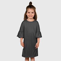 Платье клеш для девочки Насыщенный серый полосатый, цвет: 3D-принт — фото 2