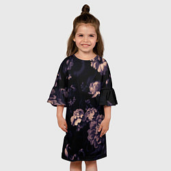 Платье клеш для девочки Цветы приглушенный чёрный, цвет: 3D-принт — фото 2