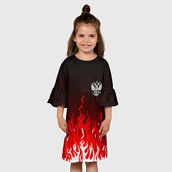 Платье клеш для девочки Герб РФ - красное пламя, цвет: 3D-принт — фото 2