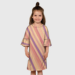 Платье клеш для девочки Персиковый полосатый, цвет: 3D-принт — фото 2