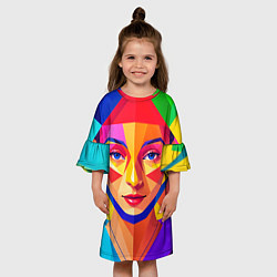 Платье клеш для девочки Девушка с голубыми глазами в мантии, цвет: 3D-принт — фото 2