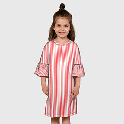 Платье клеш для девочки Полосатый красный утонченный, цвет: 3D-принт — фото 2