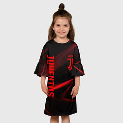 Платье клеш для девочки Juventus black red logo, цвет: 3D-принт — фото 2